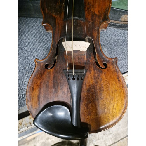 2467 - A violin and hard carry case for restoration