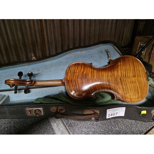 2467 - A violin and hard carry case for restoration