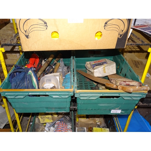 5016 - A quantity of various items including a sander 240v, 2 x vintage saws etc. Contents of 1 shelf and p... 