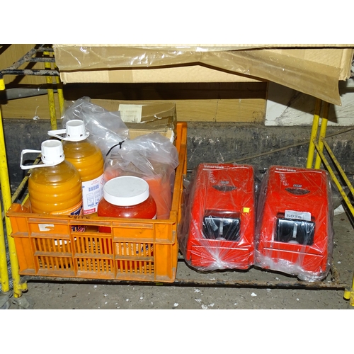 5026 - 2 x Deb dispensers and a quantity of various hand cleaner. Contents of 1 shelf