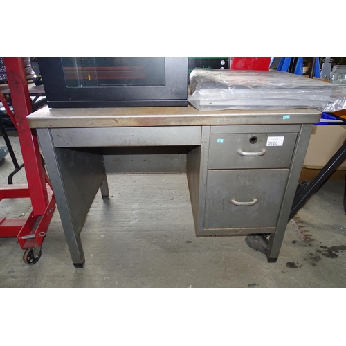 5126 - 1 x vintage industrial metal single pedestal desk approx 107 x 70cm