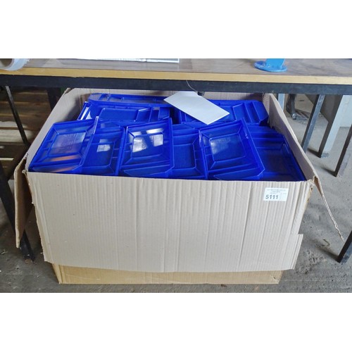 5111 - 20 x blue plastic hanging / stacking storage bins each approx 20 x 35 x 16cm high