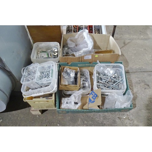 5135 - 1 pallet containing a quantity of various items including nuts, bolts, washers, handles, hinges, sma... 