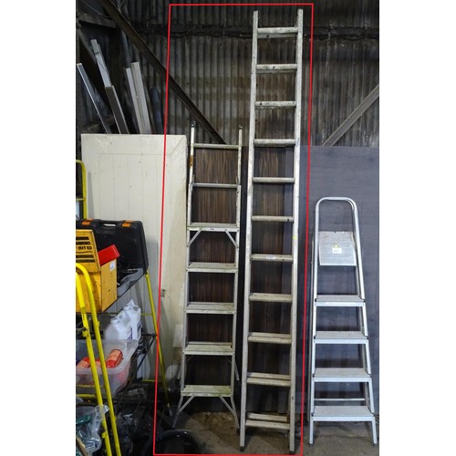 5136 - A Beldray 3 way top flight ladder and an aluminium double extending ladder (2 x 11 rung)