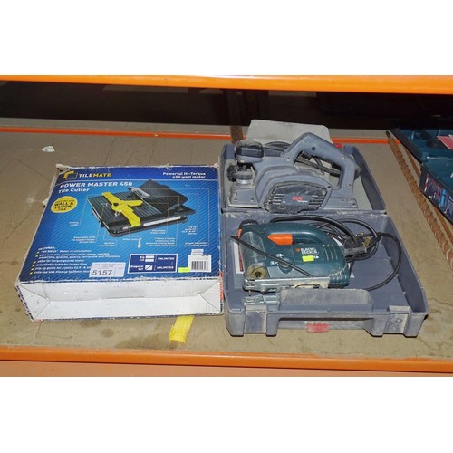 5157 - 1 x Tilemate Power Master 450 tile cutter, 1 x jigsaw and 1 x power plane - all 3 items are 240v - W... 