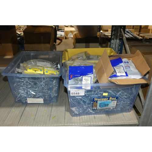 5548 - A quantity of various spring toggle fixings. Contents of 3 plastic boxes which are not included