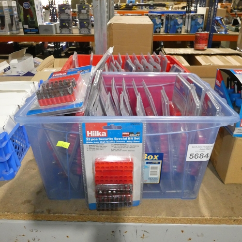 5684 - A quantity of Hika security special bit sets. Contents of 2 plastic boxes which are not included