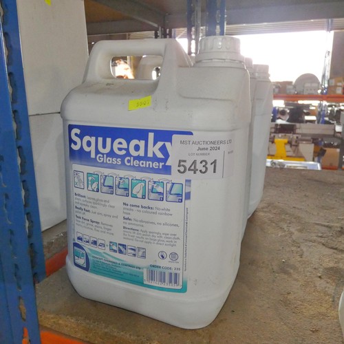 5431 - 3 x 5L bottles of Squeaky glass cleaner