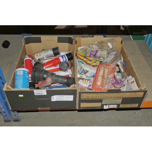 5452 - A quantity of various items including adhesives, foam cleaner etc