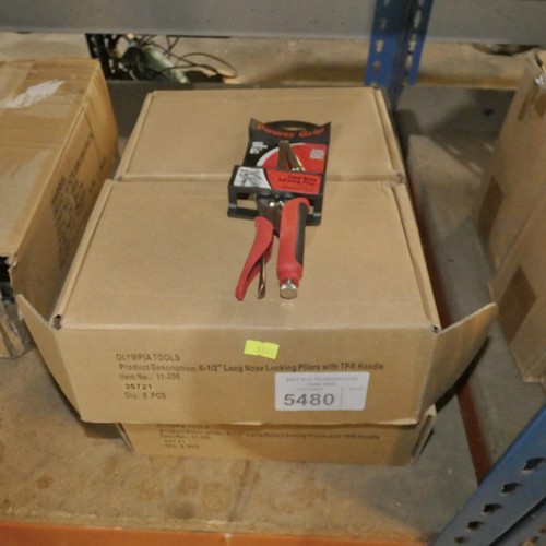 5480 - 4 boxes containing a quantity of Power Grip long nose locking pliers