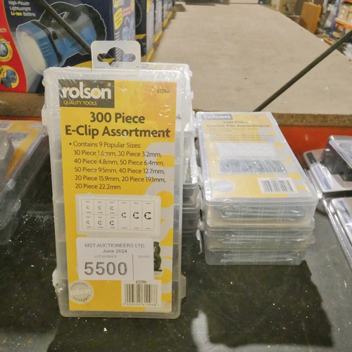 5500 - 6 x Rolson 300 piece E clip sets and 3 x Rolson 500 piece cotter pin sets