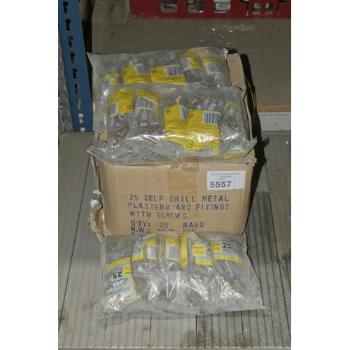 5557 - A quantity of self drill metal plasterboard fixings with screws