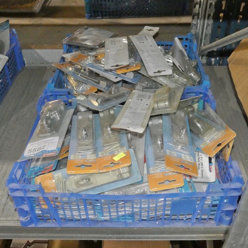 5582 - A quantity of various hasp and staples. Contents of 2 plastic trays which are not included