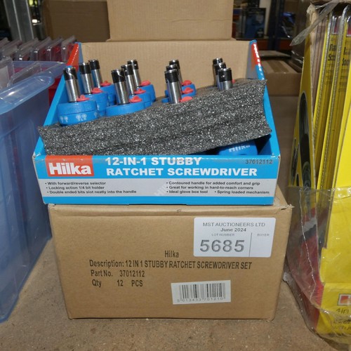 5685 - 24 x Hilka 12-in-1 stubby ratchet screwdrivers