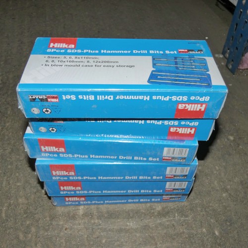 5696 - 6 x Hilka 8 piece SDS Plus hammer drill bit sets