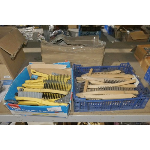 5732 - A quantity of various wire brushes. Please note that the plastic tray is not included