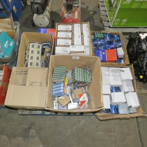 6025 - 1 pallet containing a quantity of various items including staples, fixing plugs, cable clips etc