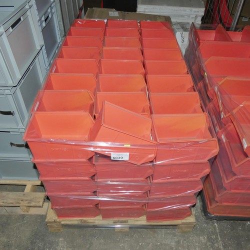 6039 - 1 pallet containing 120 x Link 51 red plastic stacking / hanging stores boxes each approx 24 x 14 x ... 