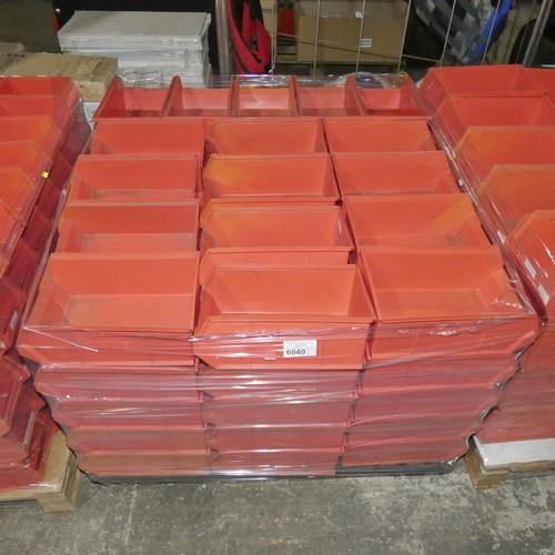 6040 - 1 pallet containing 85 x Link 51 red plastic stacking / hanging stores boxes each approx 34 x 20 x 1... 