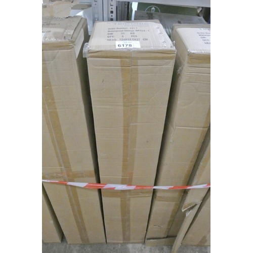 6178 - 1 box containing 8 x Power Beam WF528-1 waterproof light fittings each approx 4ft long