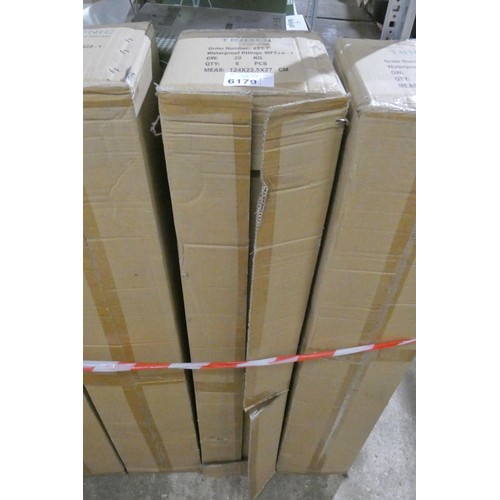 6179 - 1 box containing 8 x Power Beam WF528-1 waterproof light fittings each approx 4ft long