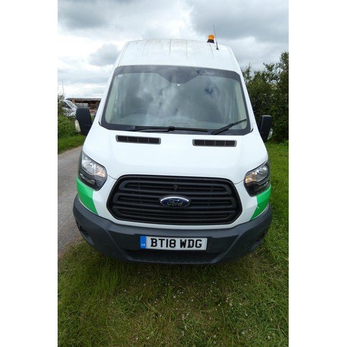 1 - Ford Transit 350 L3 Diesel 2.0 TDCi 130ps H3 High Roof LWB panel van whilte, Reg BT18 WDG, 1st eg: 1... 