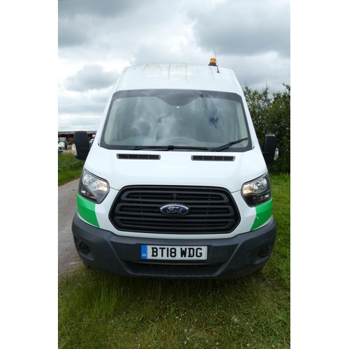 1 - Ford Transit 350 L3 Diesel 2.0 TDCi 130ps H3 High Roof LWB panel van whilte, Reg BT18 WDG, 1st eg: 1... 