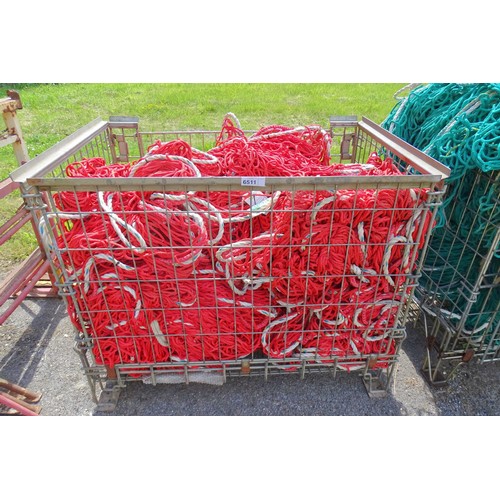 6511 - 1 stillage containing a quantity of various red fall arrest safety nets, these are out of date. plea... 