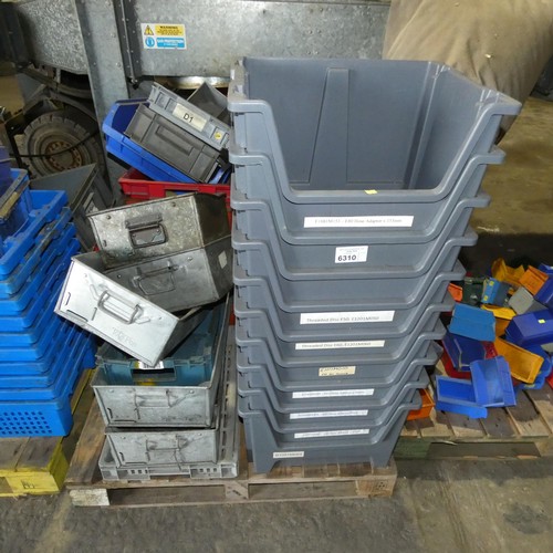 6310 - 1 pallet containing a quantity of various colour / size plastic and metal storage boxes