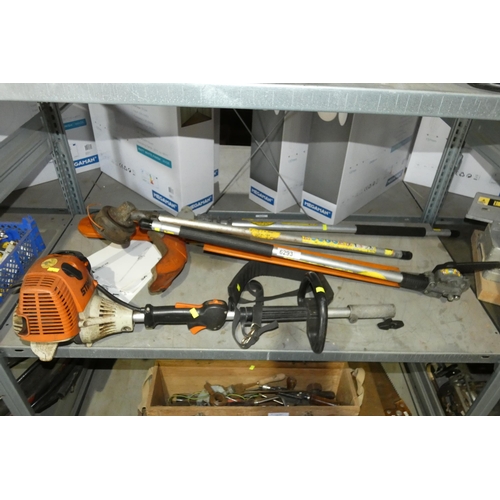 6293 - A Stihl KM90R petrol engine combi system supplied with 3 x interchangeable attachments (1 x strimmer... 