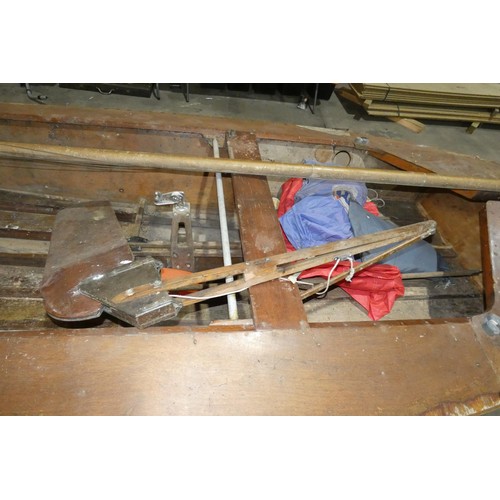 6315 - A plywood built sailing dinghy approx 440cm long x 175cm wide, possibly an International Cadet saili... 