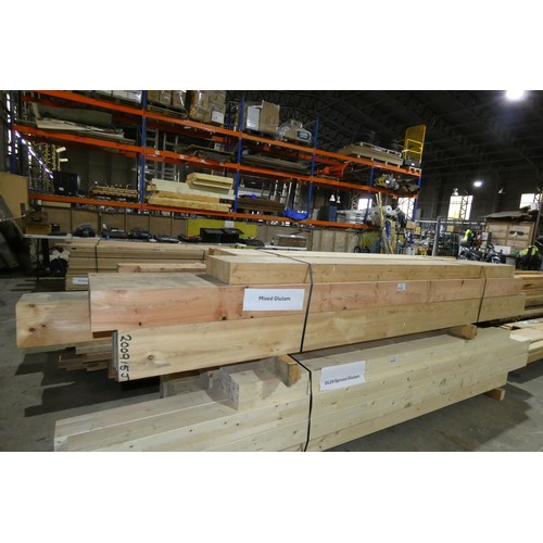 6324 - A quantity of various glulam beams - sizes vary and lengths vary up to approx 370cm long (top stack)