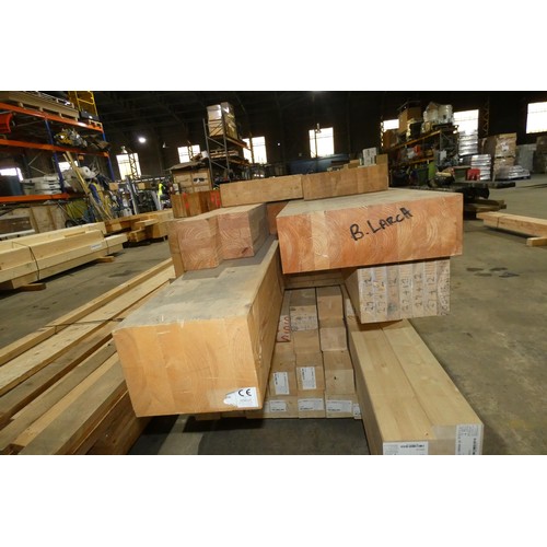 6324 - A quantity of various glulam beams - sizes vary and lengths vary up to approx 370cm long (top stack)