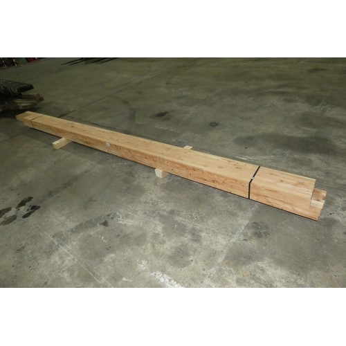 6326 - 2 x GL20 glulam Larch beams approx 25cm wide x 7.5cm thick - 1 at approx 4.8m long and 1 at approx 4... 