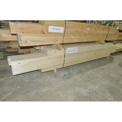 6325 - A quantity of GL24 Spruce 12cm x 12cm glulam beams - lengths vary up to approx 330cm (bottom stack)