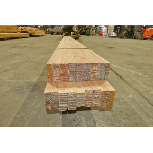 6326 - 2 x GL20 glulam Larch beams approx 25cm wide x 7.5cm thick - 1 at approx 4.8m long and 1 at approx 4... 