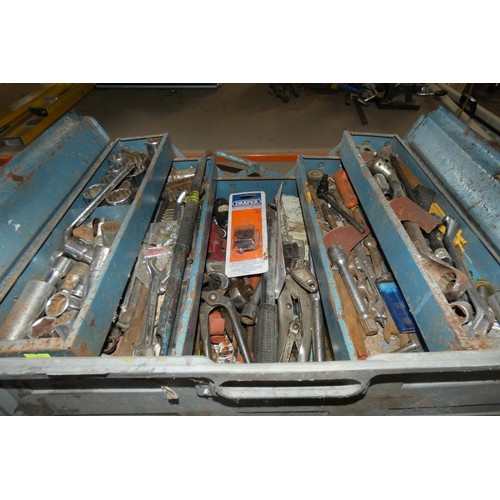 5271 - 3 x metal tool boxes containing a quantity of various tools, a socket set etc