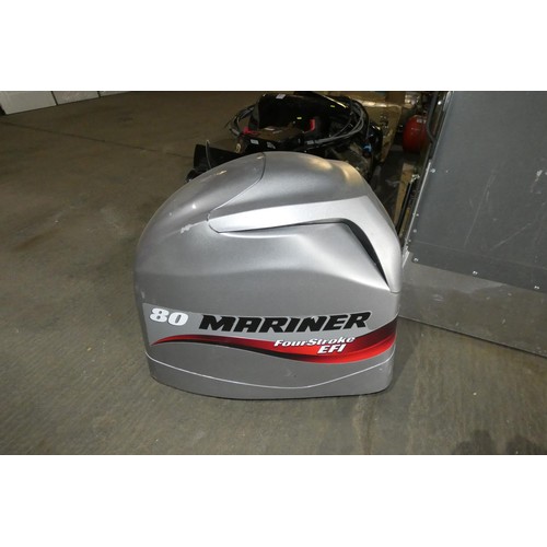 6026 - A Mariner 80hp four stroke EFI outboard engine with a new Mercury throttle control / key, (this was ... 