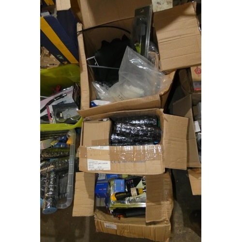 6021 - 1 pallet containing a quantity of various items including hand tools, drill bits, gloves, PVC tape e... 