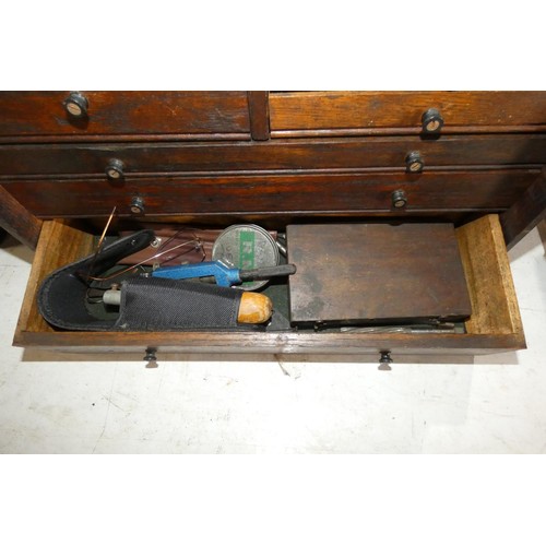 5079 - 1 x  Neslein engineers wooden multidrawer bench top tool chest with front panel and 1 x key approx 4... 
