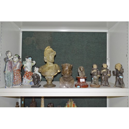 3065 - A quantity of miscellaneous decorative statues and busts (one shelf)