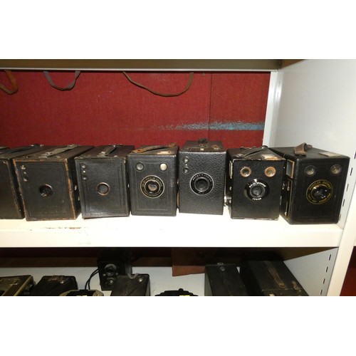 3004 - A collection of vintage box cameras (one shelf)