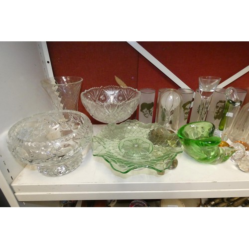 3021 - A vintage soda siphon, various decanters, glass bowls and a quantity of decorative glassware (one sh... 