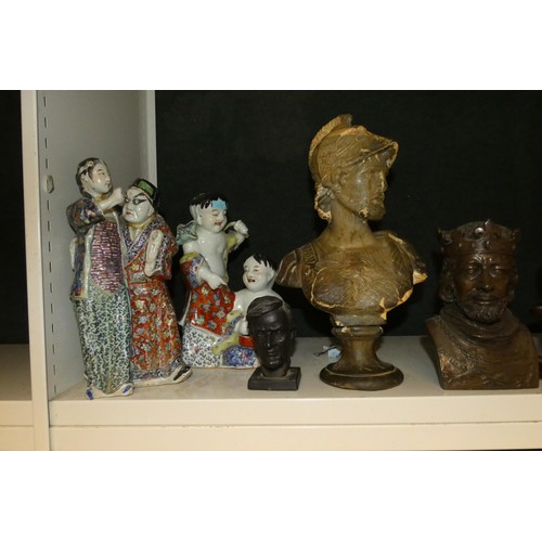 3065 - A quantity of miscellaneous decorative statues and busts (one shelf)