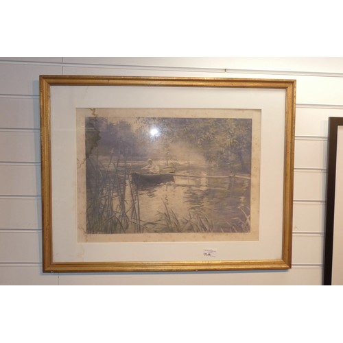 3144 - A gilt framed coloured aquatint by Manuel Robbe, limited edition 15 of 100 (