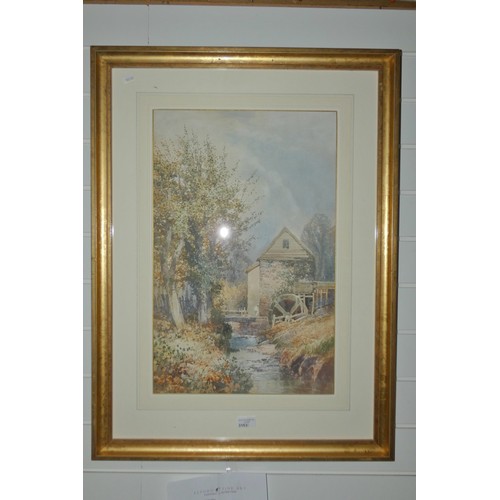 3153 - A large gilt framed watercolor of Withycombe Mill near Exmouth, signed Frederick J Widgery,1869-1942... 