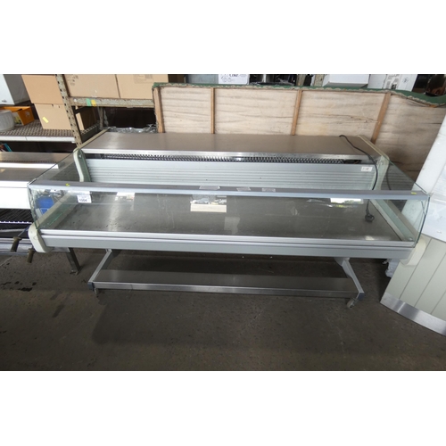 1004 - A long commercial stainless steel refrigerated mobile fish counter approx 2m in length. Tested Worki... 