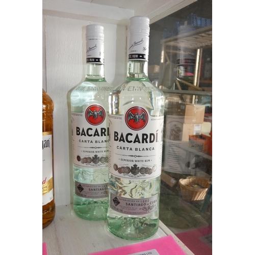 1086 - 2 x bottles of 1lt Bacardi white rum