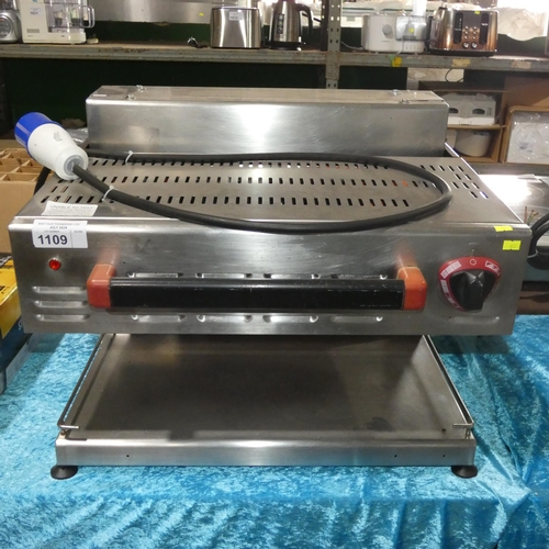 1109 - A commercial stainless steel counter top rise and fall salamander grill, no make or model visible - ... 