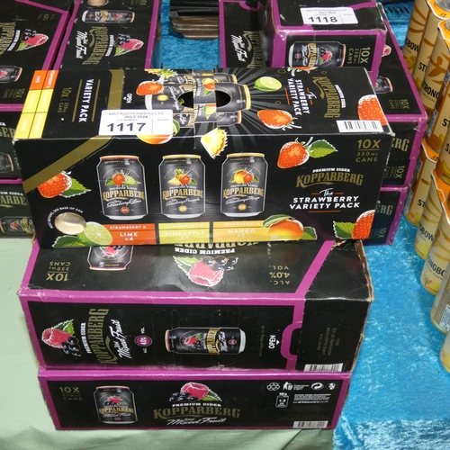 1117 - 4 x boxes of 10 mixed fruit Kopparberg & 1 x box of 10 variety Kopparberg